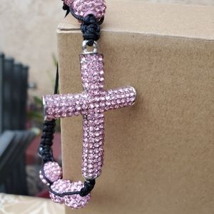 Pink Rhinestone Cross Bracelets